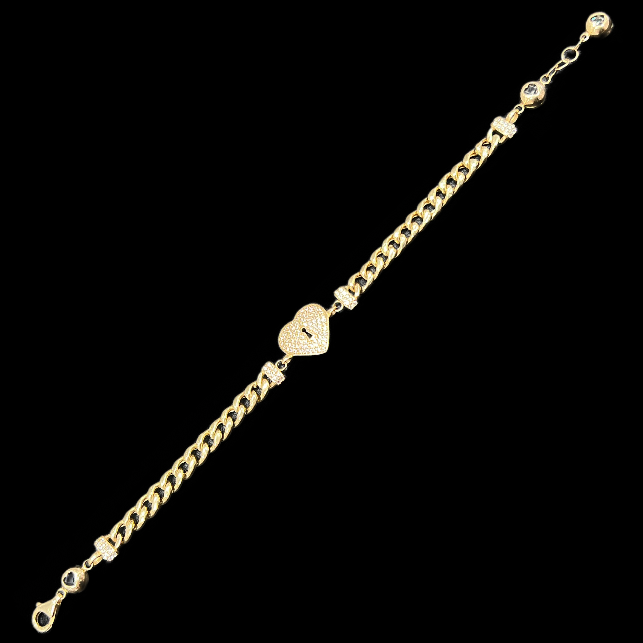 14kt Solid Gold Womens Heart Bracelet