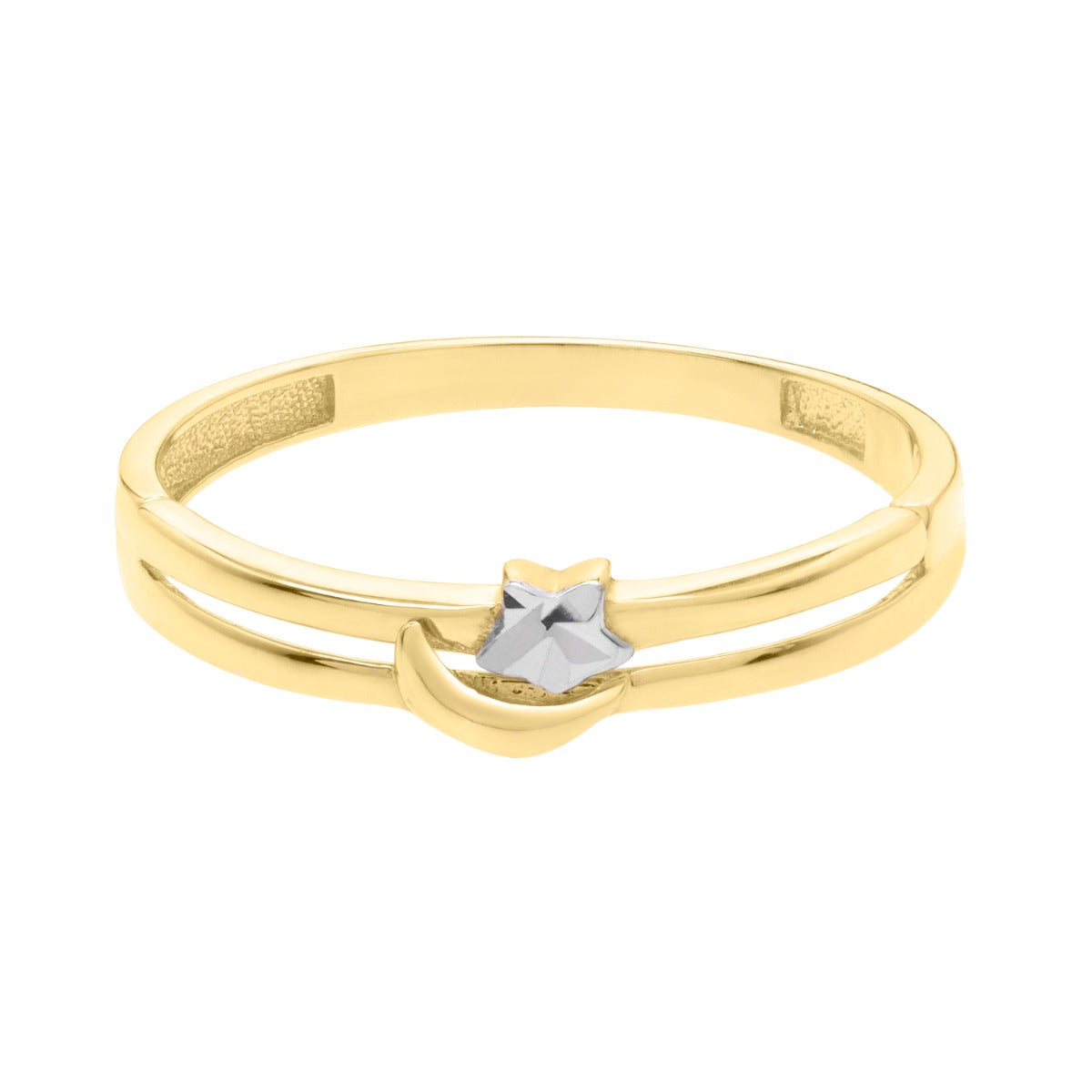 10K Star & Moon Ring